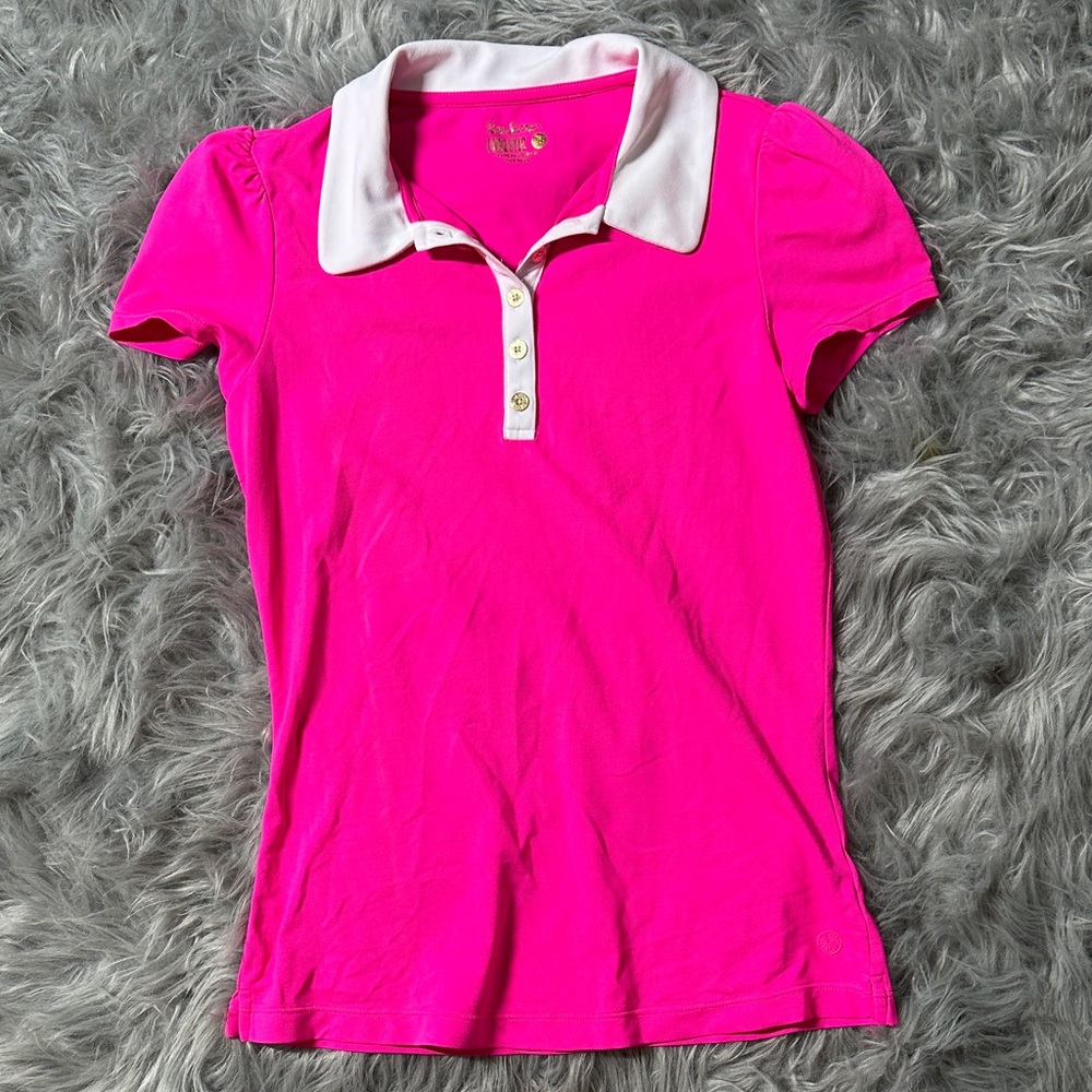 Lilly Pulitzer Fuchsia Polo with White Accents